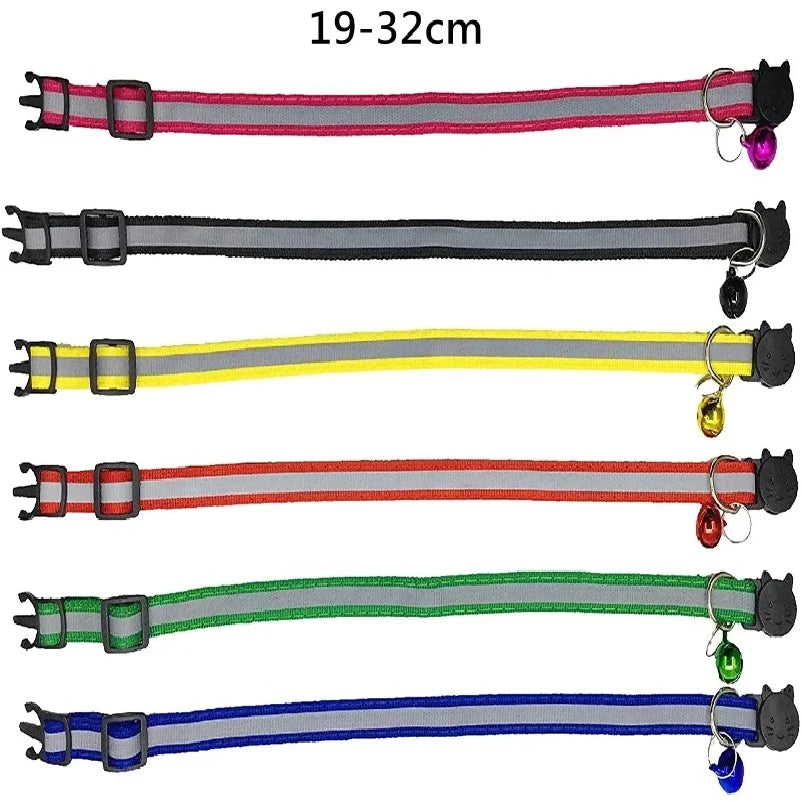 Cat collar value pack with bells, assorted colors including red, blue, green, yellow