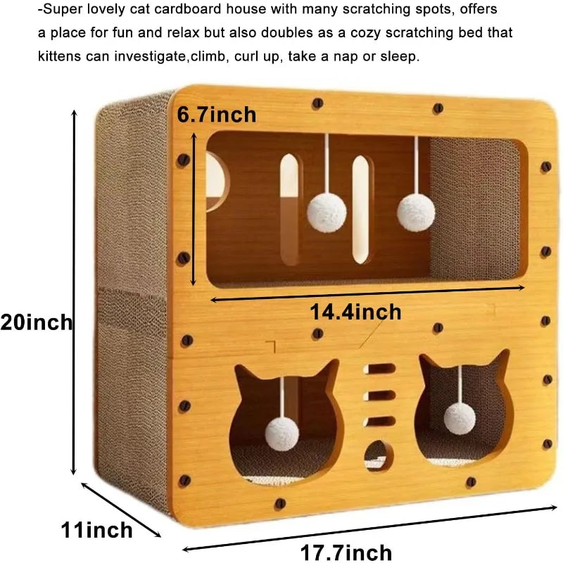 Two-Layer Cat House Bed Scratching Board Eco Friendly Indoor