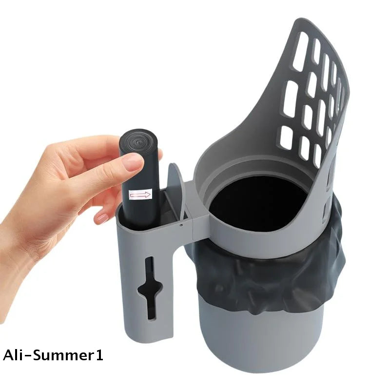 Cat Litter Scoop with Refill Bag Self-Cleaning Filter Picker
