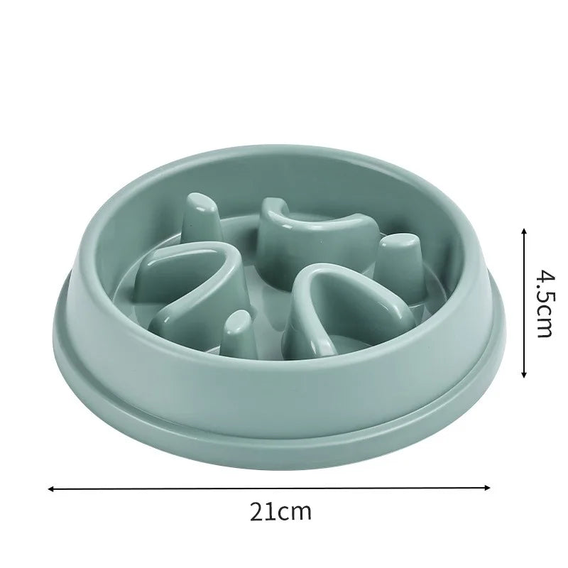 Green slow feeder dog bowl with raised maze dividers, 21 cm diameter