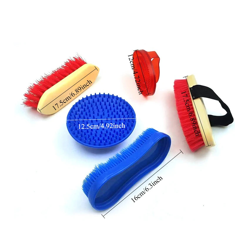 Equestrian Horse Grooming Brush Set, Universal Pet Cleaning Massage Tools for Bathing, Shedding & Care
