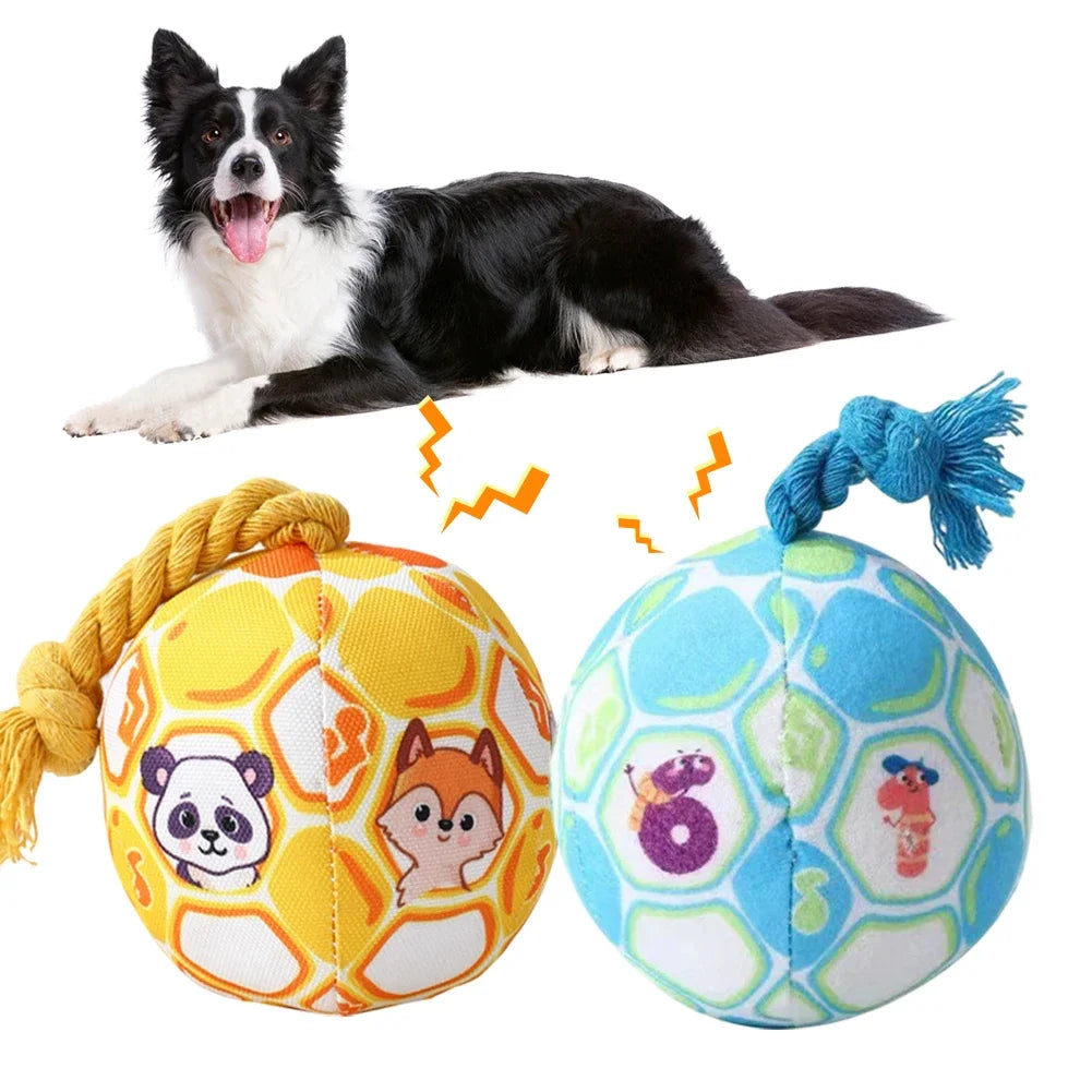 Soft Elastic Soccer Giggle Ball Cotton Rope Toy Large Dogs