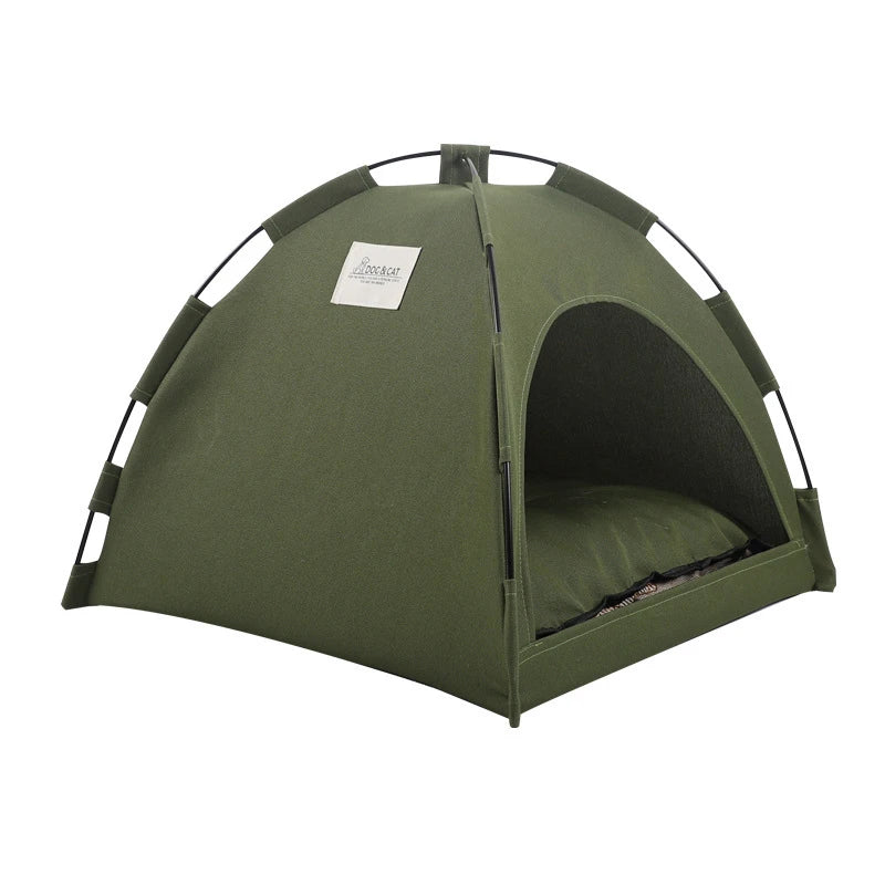 Foldable Canvas Cat Tent Bed Removable Semi-Enclosed Pet Sofa