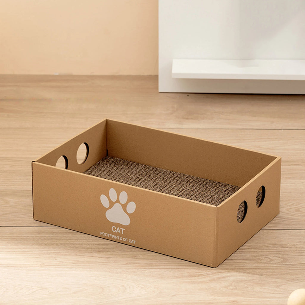 Cat Scratching Box House - Large Corrugated Cardboard Scratcher Pad