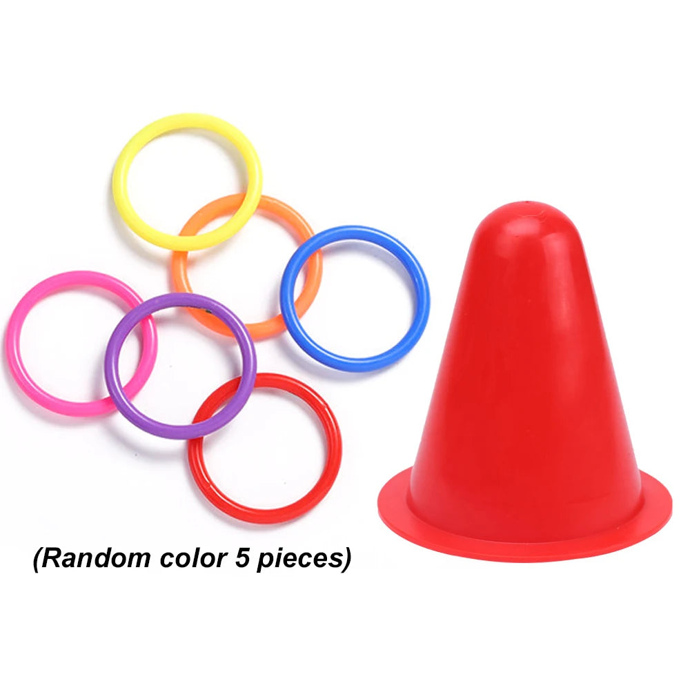 Rabbit chew toy: red ice-cream cone with multicolor plastic rings