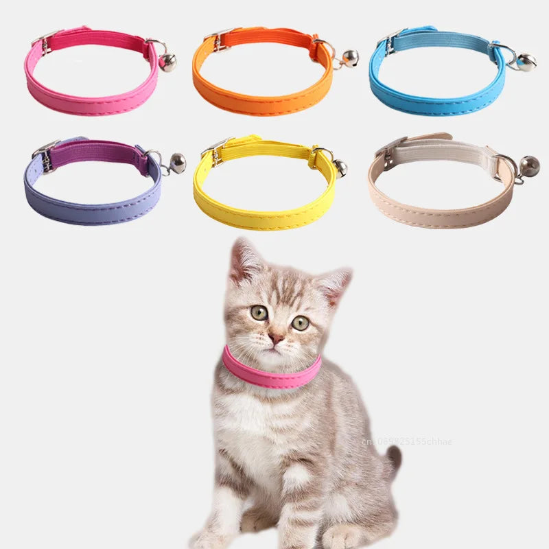 Elastic cat collars with bell, assorted colors