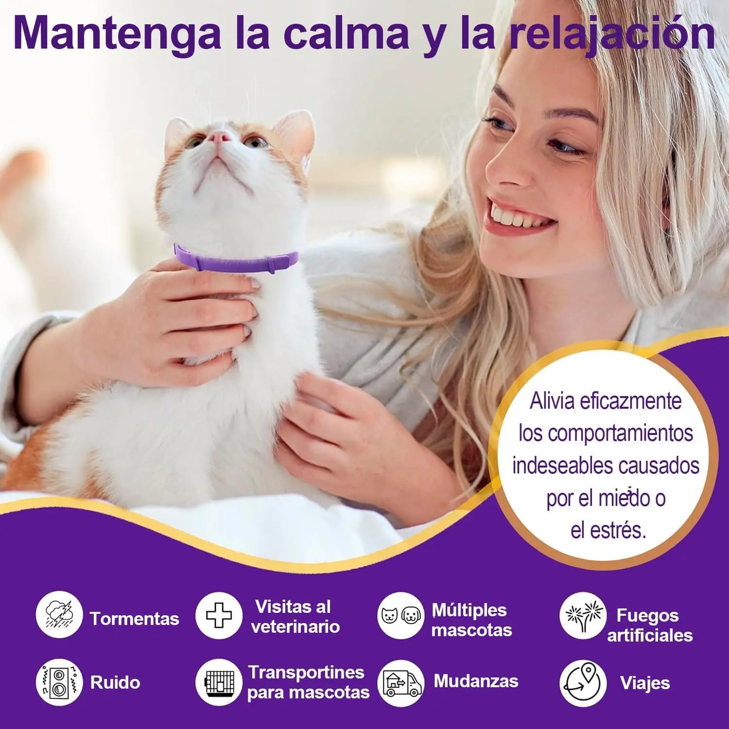 Cat Calming Collar 4Pcs Pheromone 60 Days Stress Relief