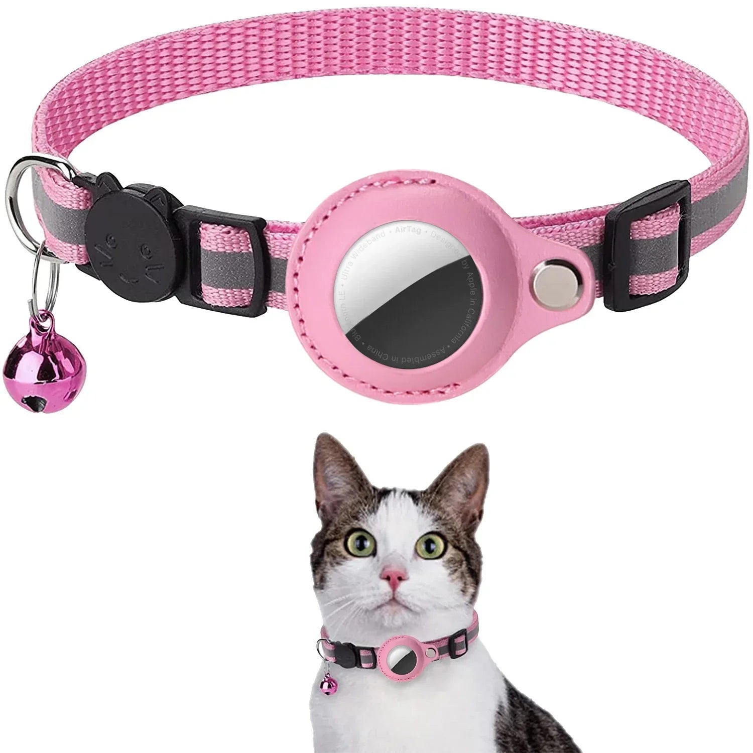 Waterproof Breakaway Cat Collar Bell Reflective AirTag Holder