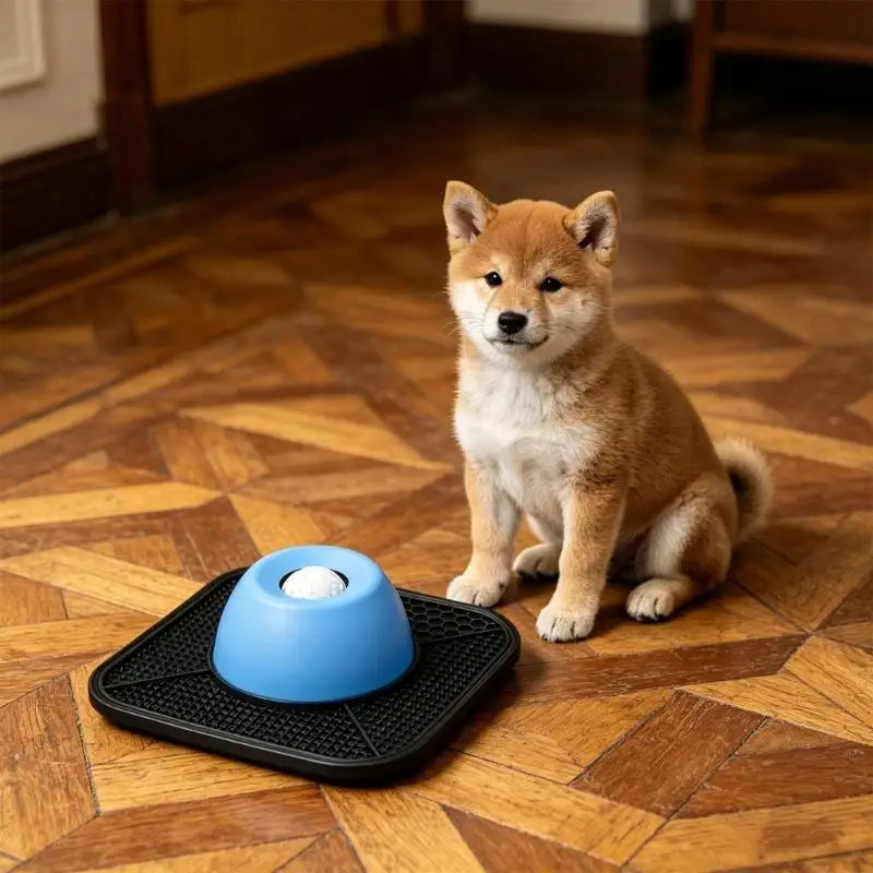 Interactive Slow Feeder Dog Bowl with Rotating Ball Toy