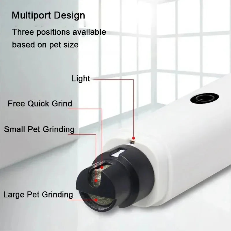 Electric Cat Nail Clippers Dog Nail Grinder USB Rechargeable LED Light Quiet