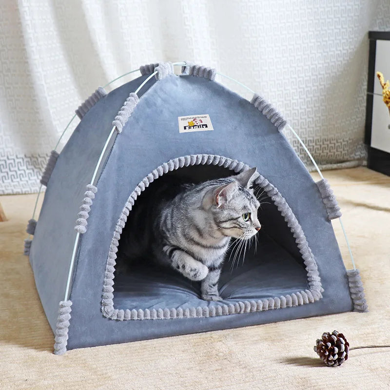 Foldable Cat Tent House – 4-Season Breathable Pet Nest