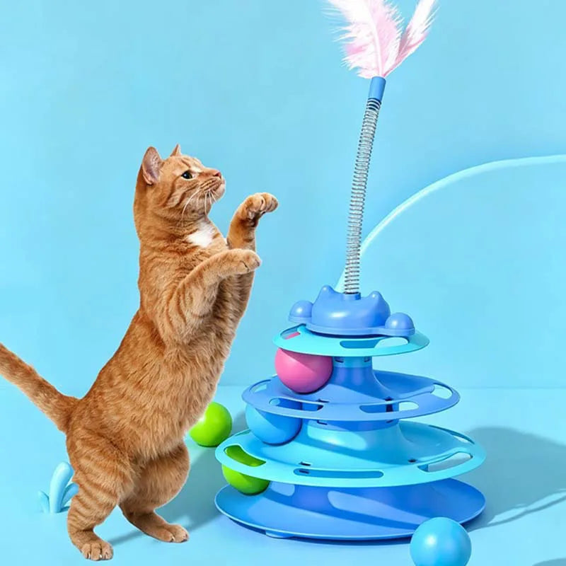 Interactive Cat Turntable Toy Feather Wand | PawJoy USA