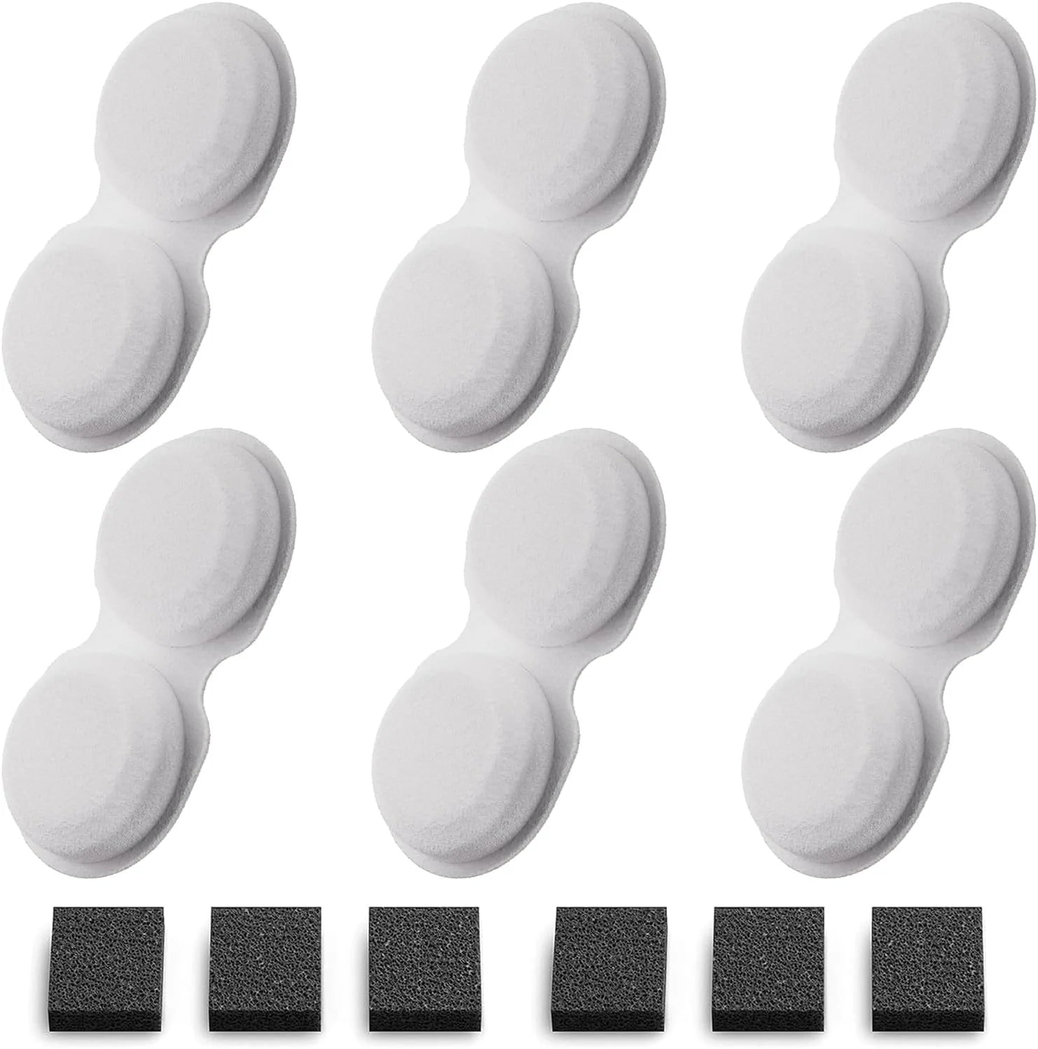 Cat water fountain replacement filters: white foam pads and black filter chips set