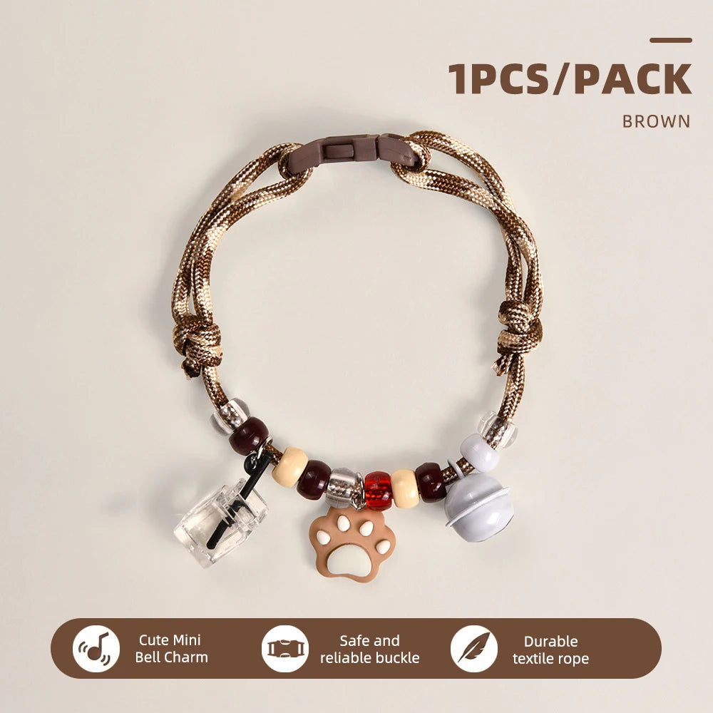 Cute Beaded Pet Collar Adjustable Bell Anti-Lost Cats Dogs