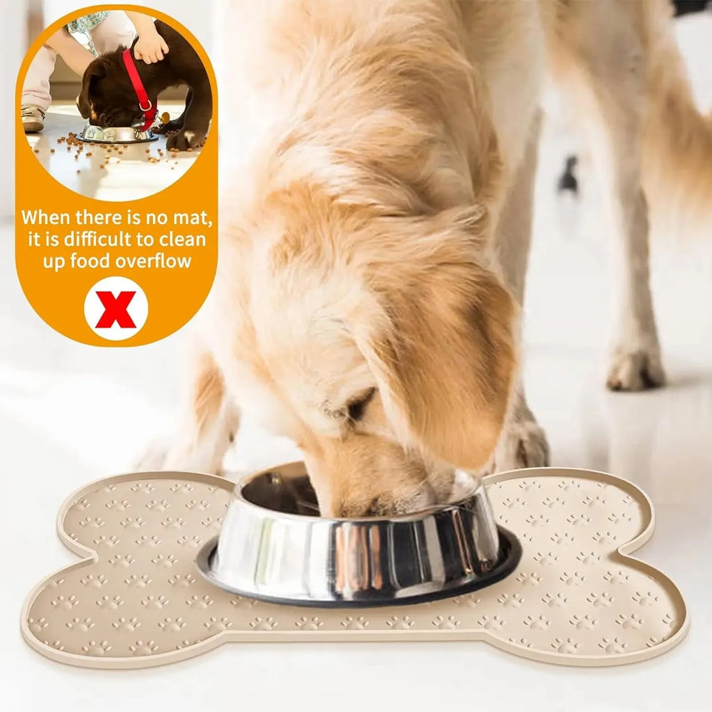 Dog Bowl Mat Thicker Pet Drinking Feeding Placemat  Dog Food Mat Anti-Slip Silicone Waterproof Cat Feeder Pad with Raised Edge