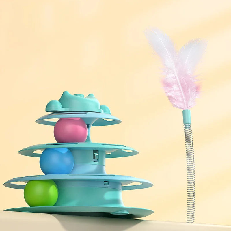 Interactive Cat Turntable Toy Feather Wand | PawJoy USA