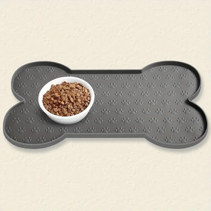 Dog Bowl Mat Thicker Pet Drinking Feeding Placemat  Dog Food Mat Anti-Slip Silicone Waterproof Cat Feeder Pad with Raised Edge