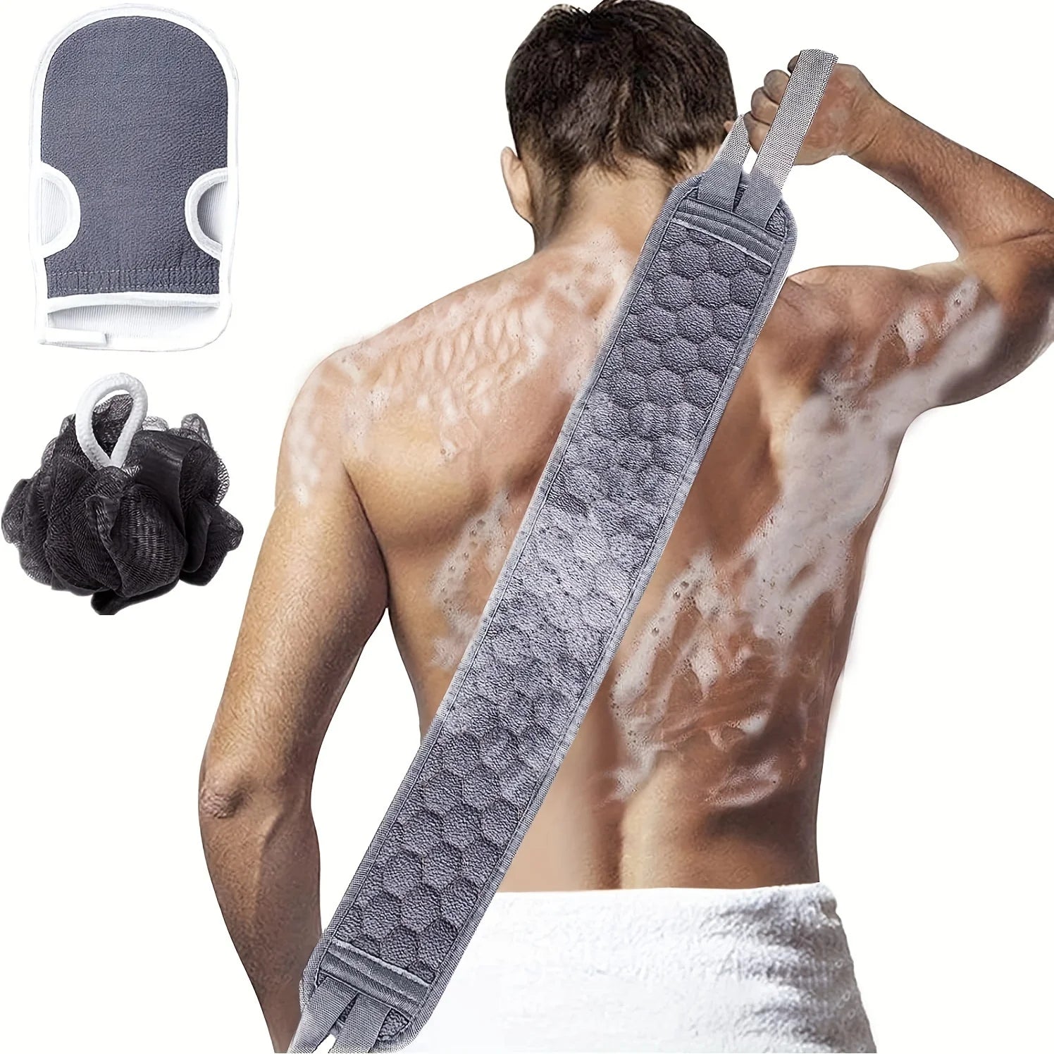 Exfoliating Body Scrubber Set Back Scrubber Bath Glove Loofah
