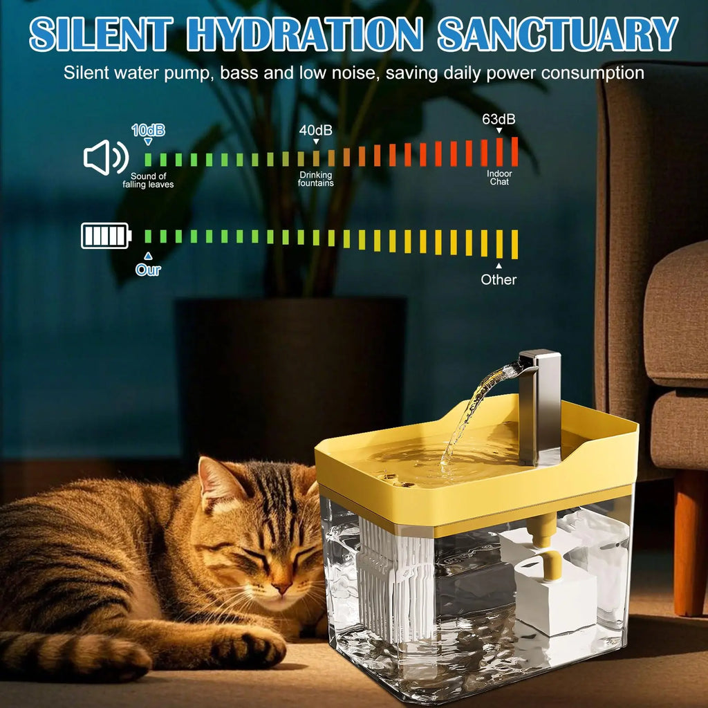 Clear-View Auto Pet Dispenser | Transparent Cat Water Fountain USA