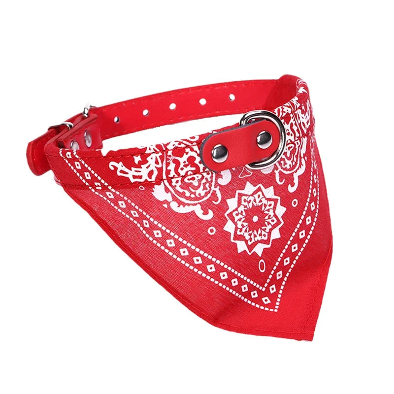 PU Cat Dog Collar Scarf Small Medium Dogs Adjustable Puppy