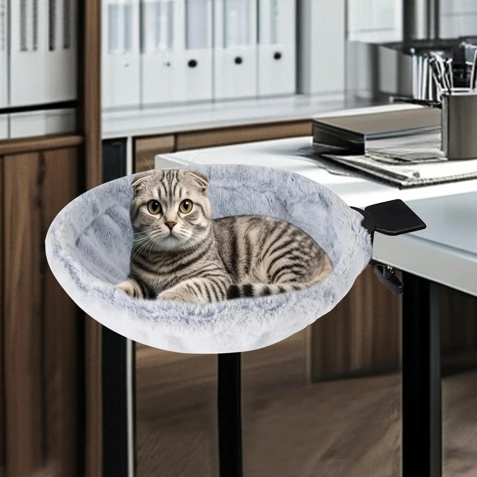 Rotating Cat Desk Hammock Bed Ergonomic Indoor Sleeping Perch