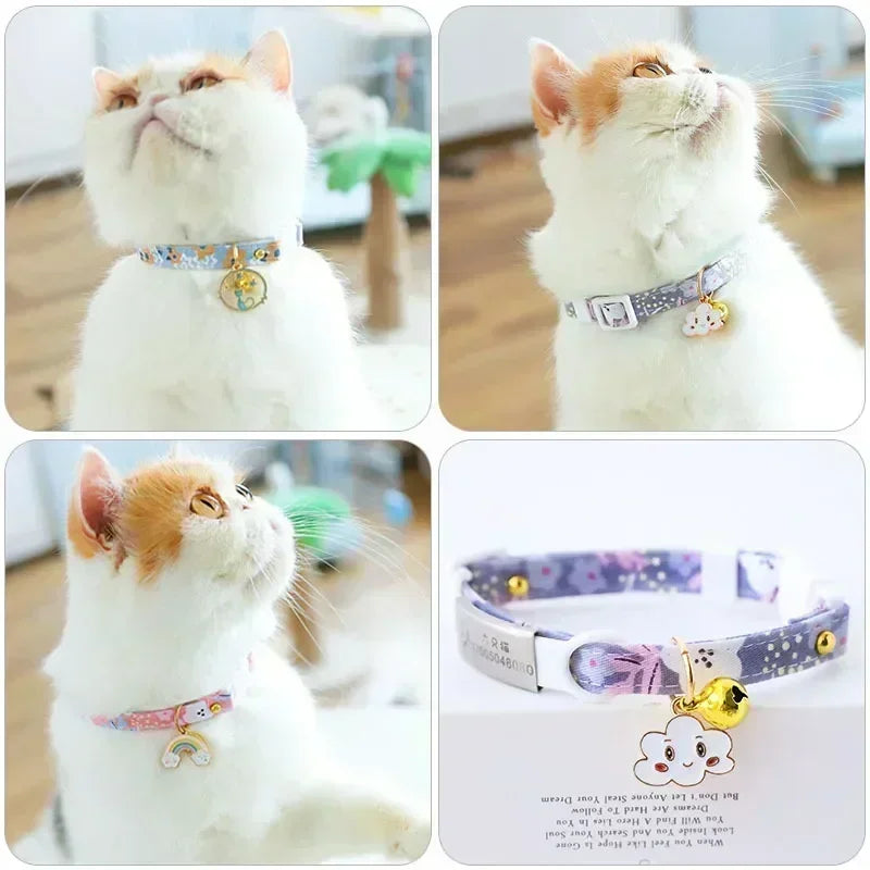 Adjustable Kitten Collar Bell Breakaway Cat Necklace Puppy