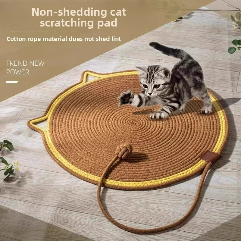 Cotton Rope Cat Scratcher Mat with Self-Play Ball - 2-in-1 Sleeping Pad