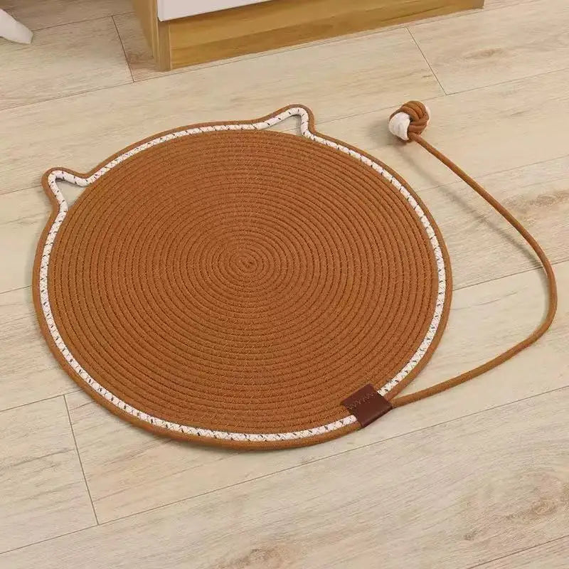 Cotton Rope Cat Scratcher Mat with Self-Play Ball - 2-in-1 Sleeping Pad