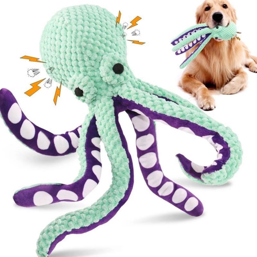 Interactive Plush Octopus Squeaky Anti-Boredom Toy for Dogs