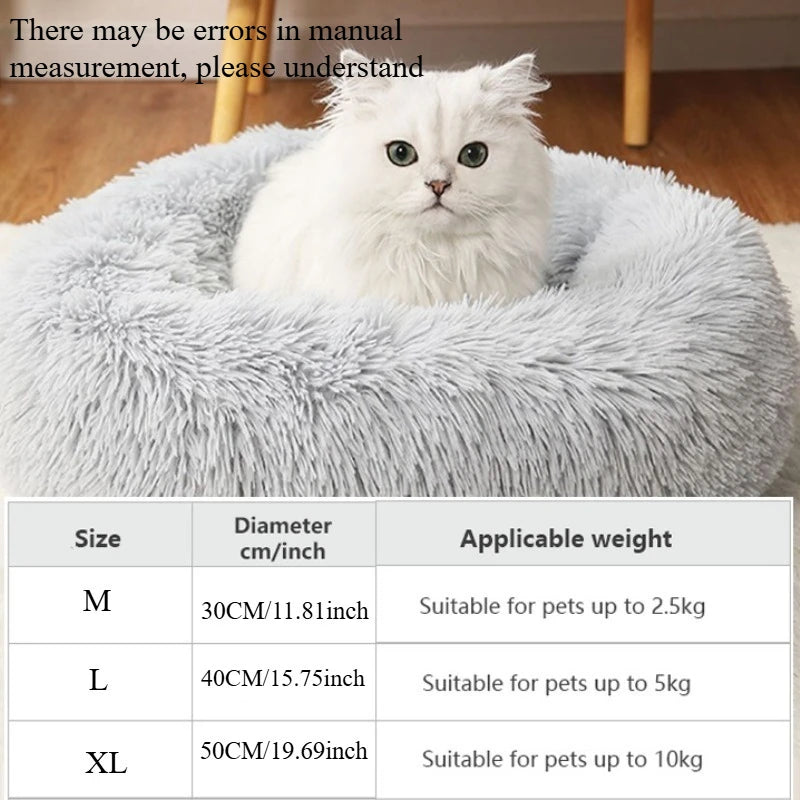 Round Plush Pet Bed – Soft Faux Fur Cat & Dog Nest
