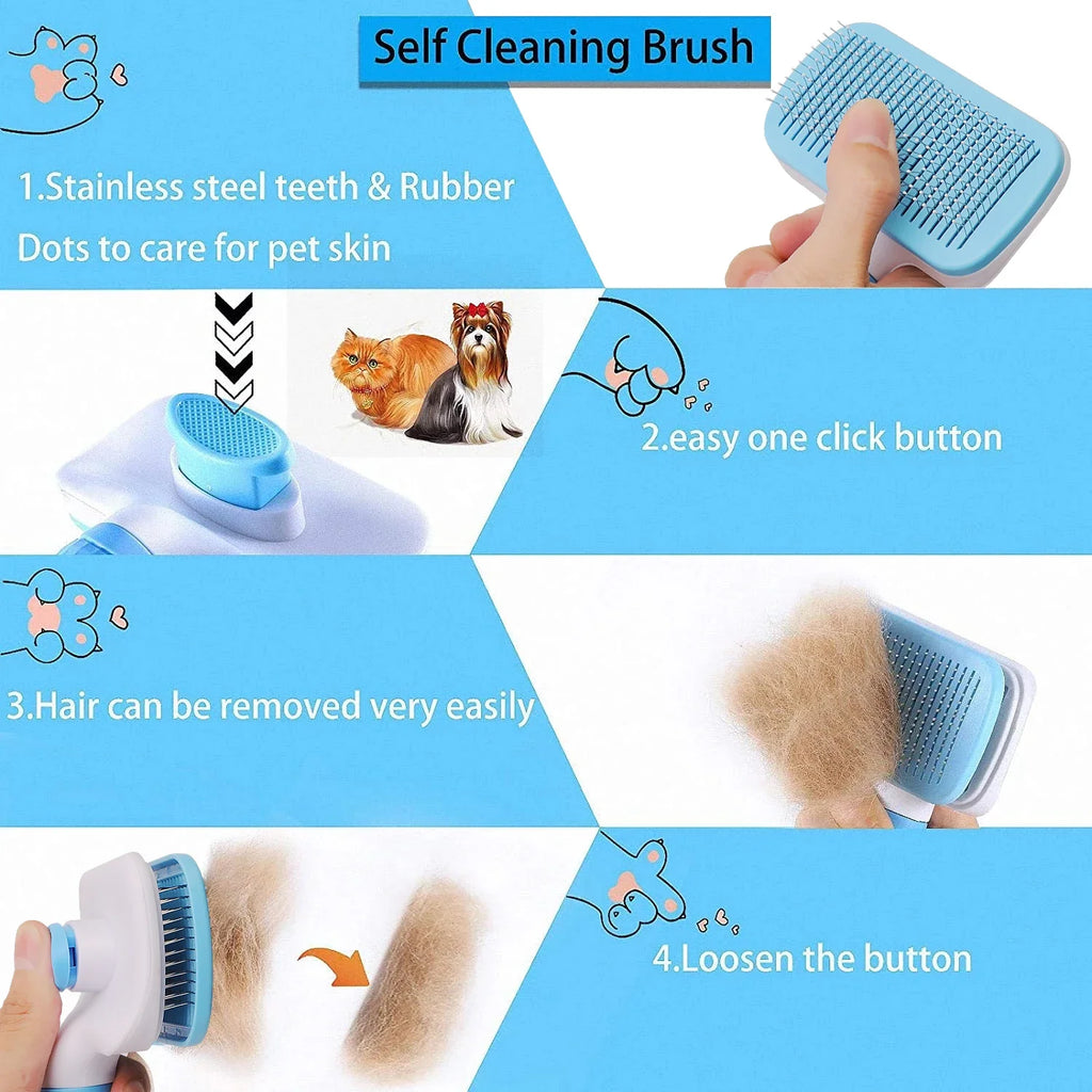 Long Hair Dog Grooming Comb Bath Brush Hair Remover