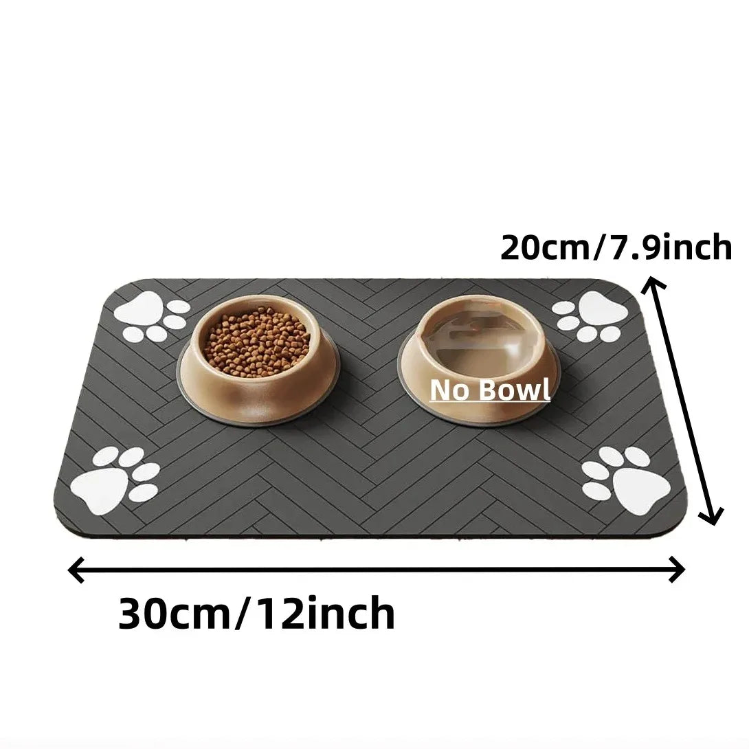 Quick-Dry Absorbent Pet Placemat with Waterproof Rubber Backing