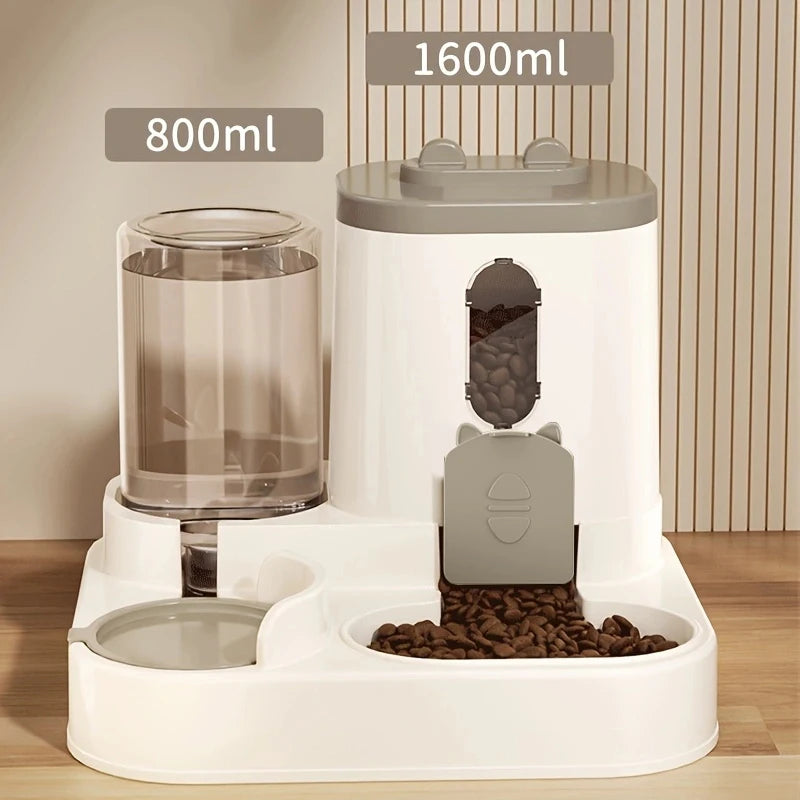 Integrated Auto Water Dispenser Cat Dog Food Bowl Pet Feeder