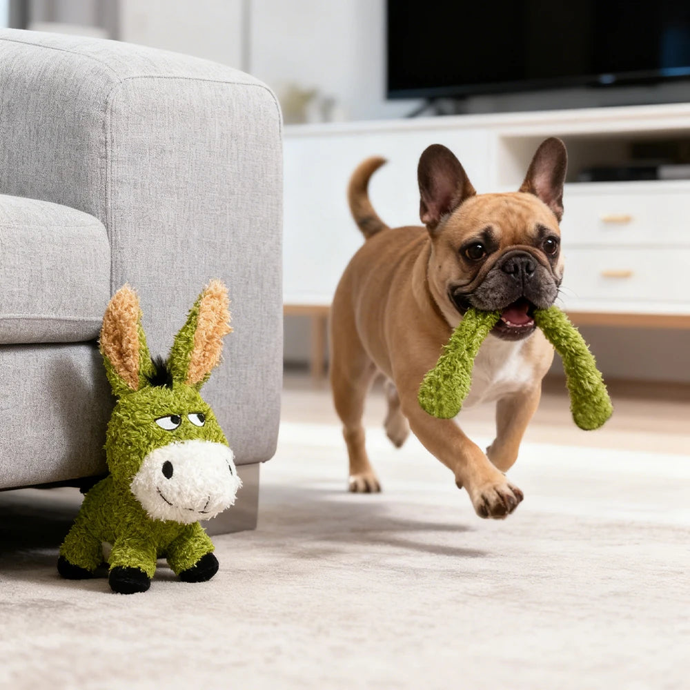 Bite-Resistant Donkey Plush Squeaky Toy for Dogs Cats