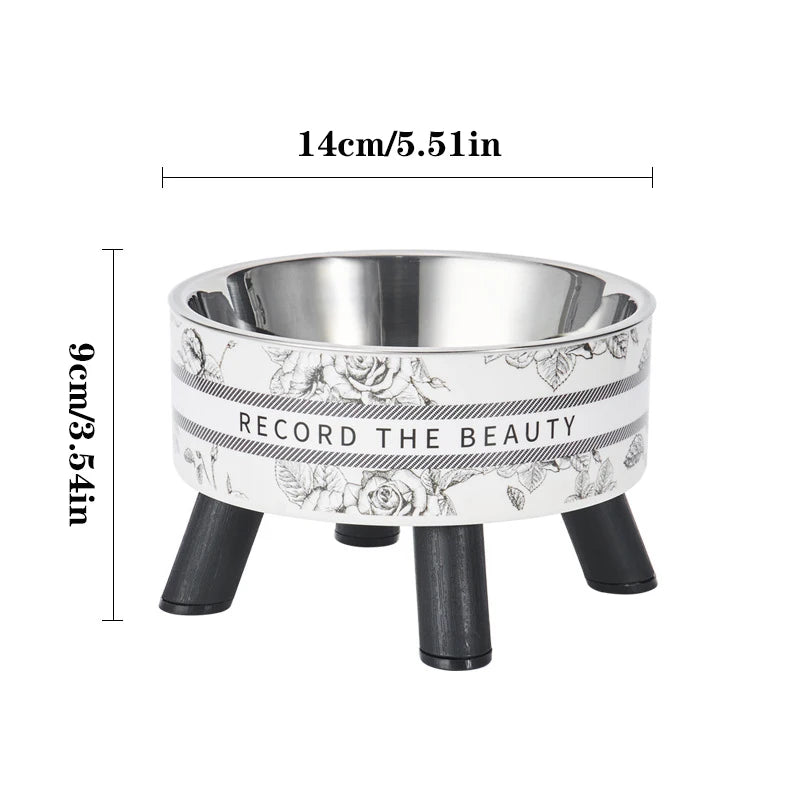 High-Foot Stainless Steel Pet Bowl with Neck Protection