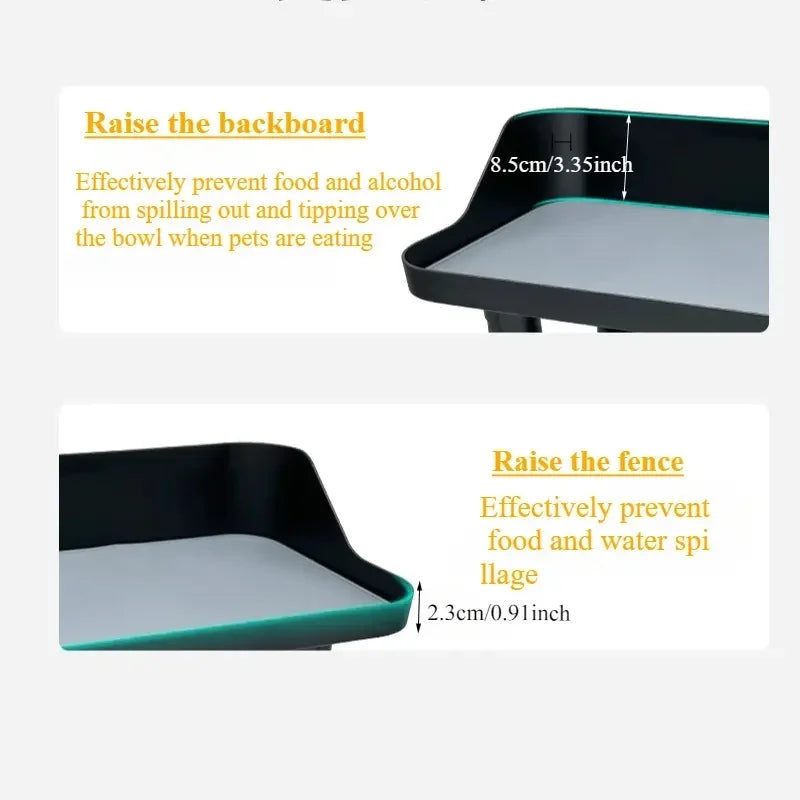 Adjustable Raised Dog Bowl Stand with Non-Slip Silicone Mat