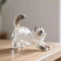 Pet memorial keychain capsule with clear white cat charm and metal chain