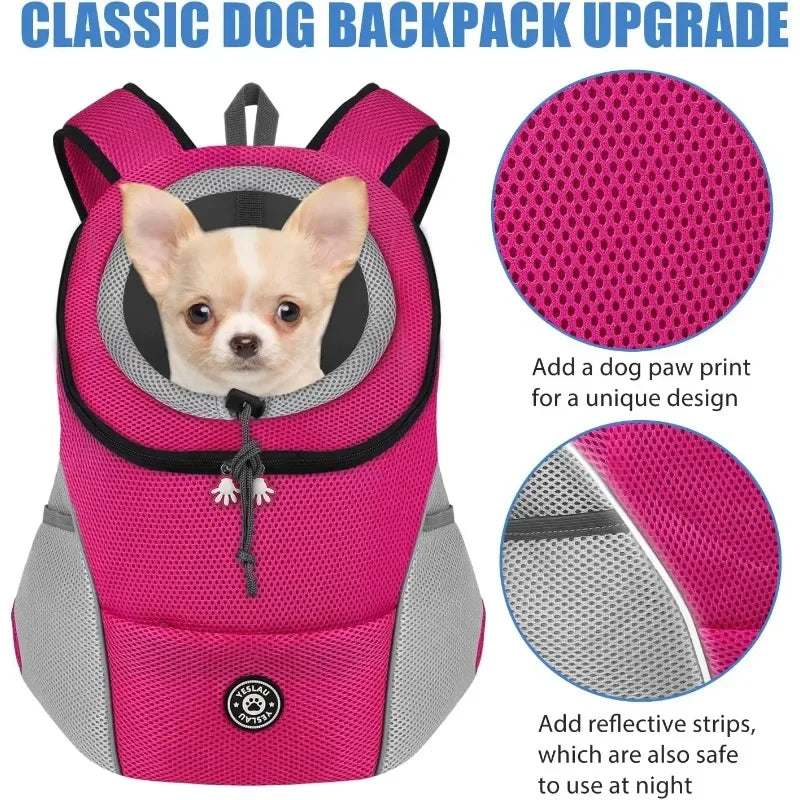 Front-Fold Pet Backpack Carrier with Ventilation Mesh