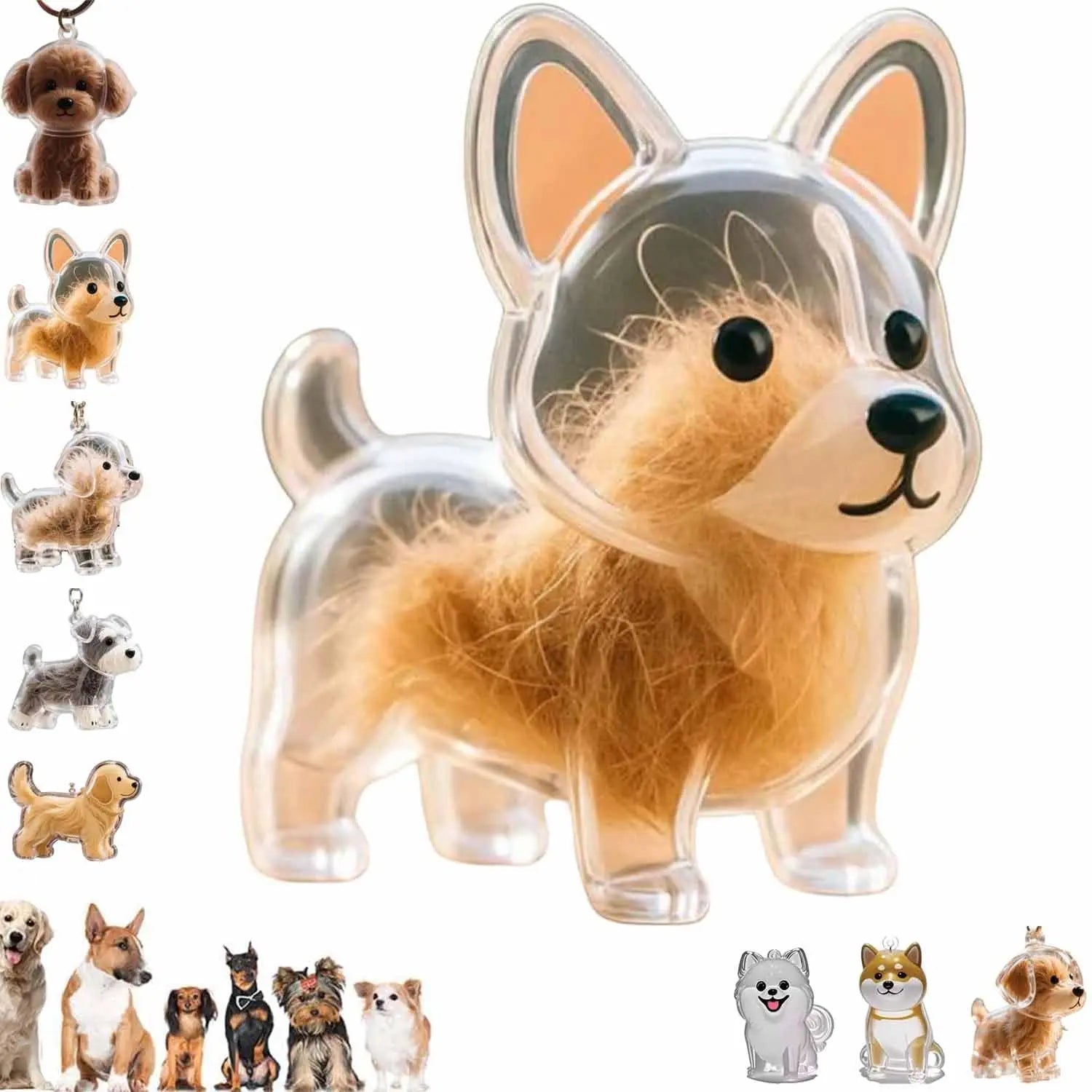 Pet Hair Memorial Resin Capsule Keychain