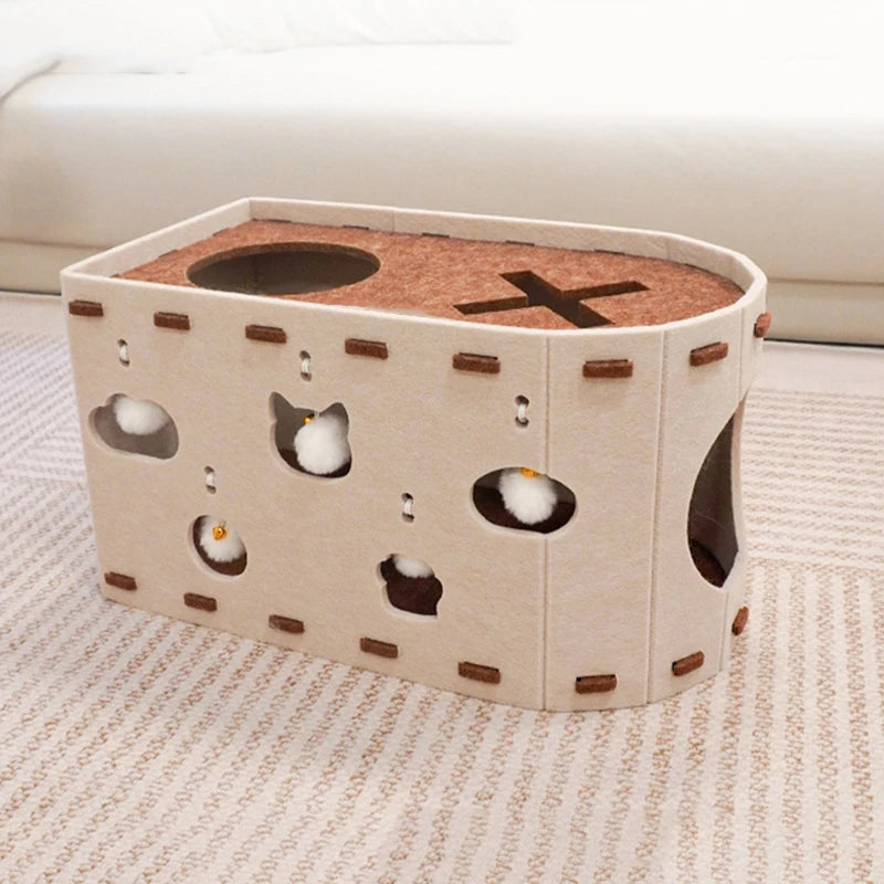 Foldable Tunnel Enclosed Cat Bed Cave Large