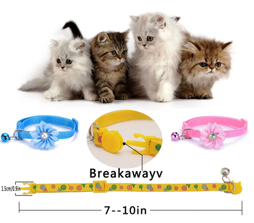 16 PCS Cute Cat Collars and Bells-Separate Collars for Girls and Kittens, Bow Design-Kitten Supplies, Random Styles and Colors