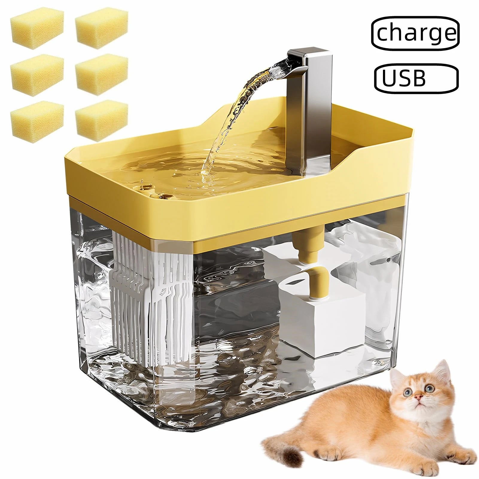 Clear-View Auto Pet Dispenser | Transparent Cat Water Fountain USA
