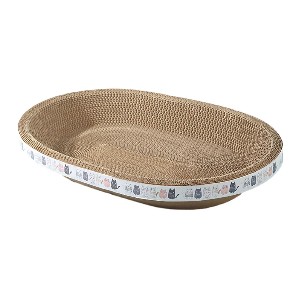 Corrugated Cardboard Cat Scratcher Round Oval Shape - Claw Grinding Toy