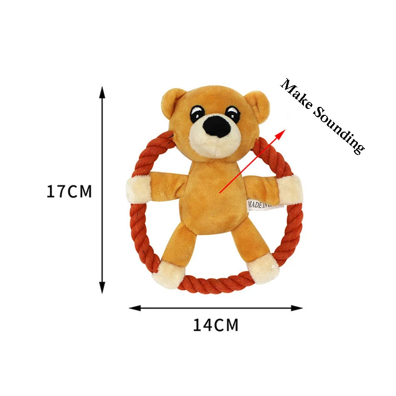 Cotton Rope Duck Pig Squeaker Chew Training Toy for Dogs