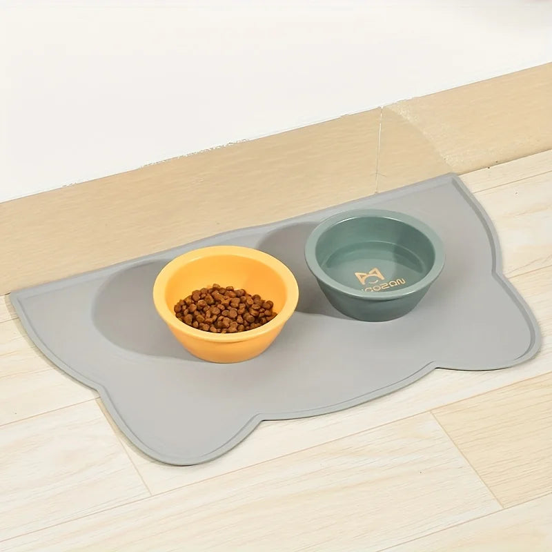 Thin Silicone Waterproof Cat Food Mat with Raised Edge