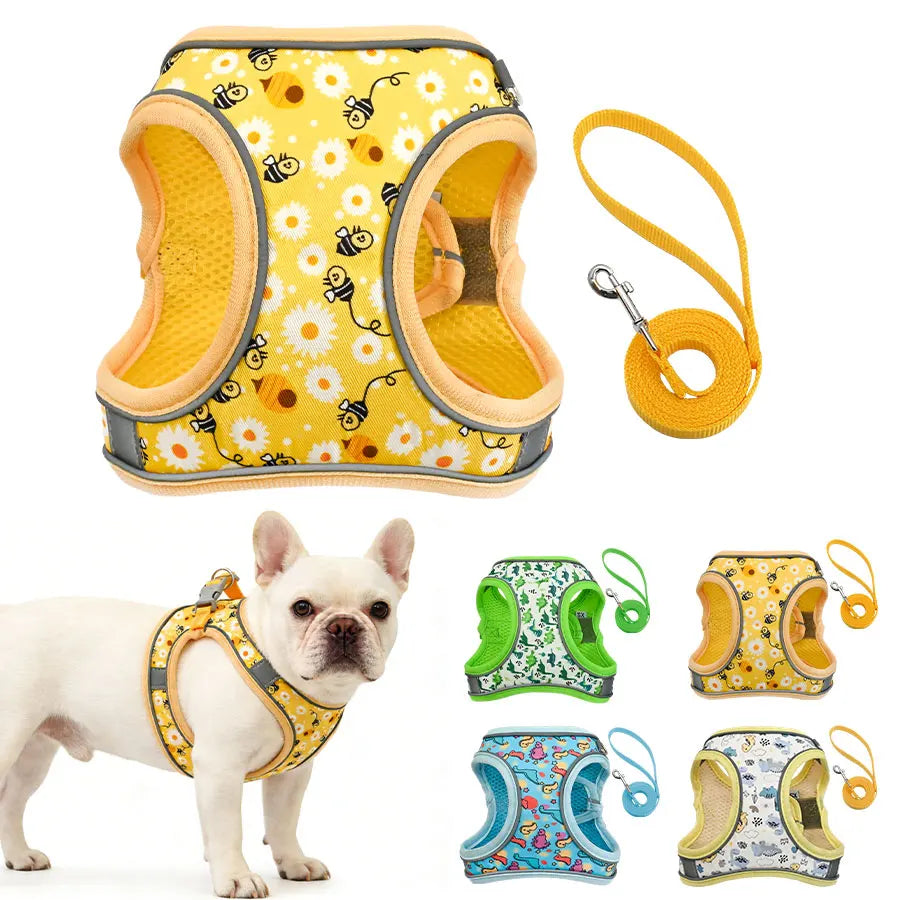 Honeycomb Mesh Dog Harness Leash Set Breathable | PawJoyKwT