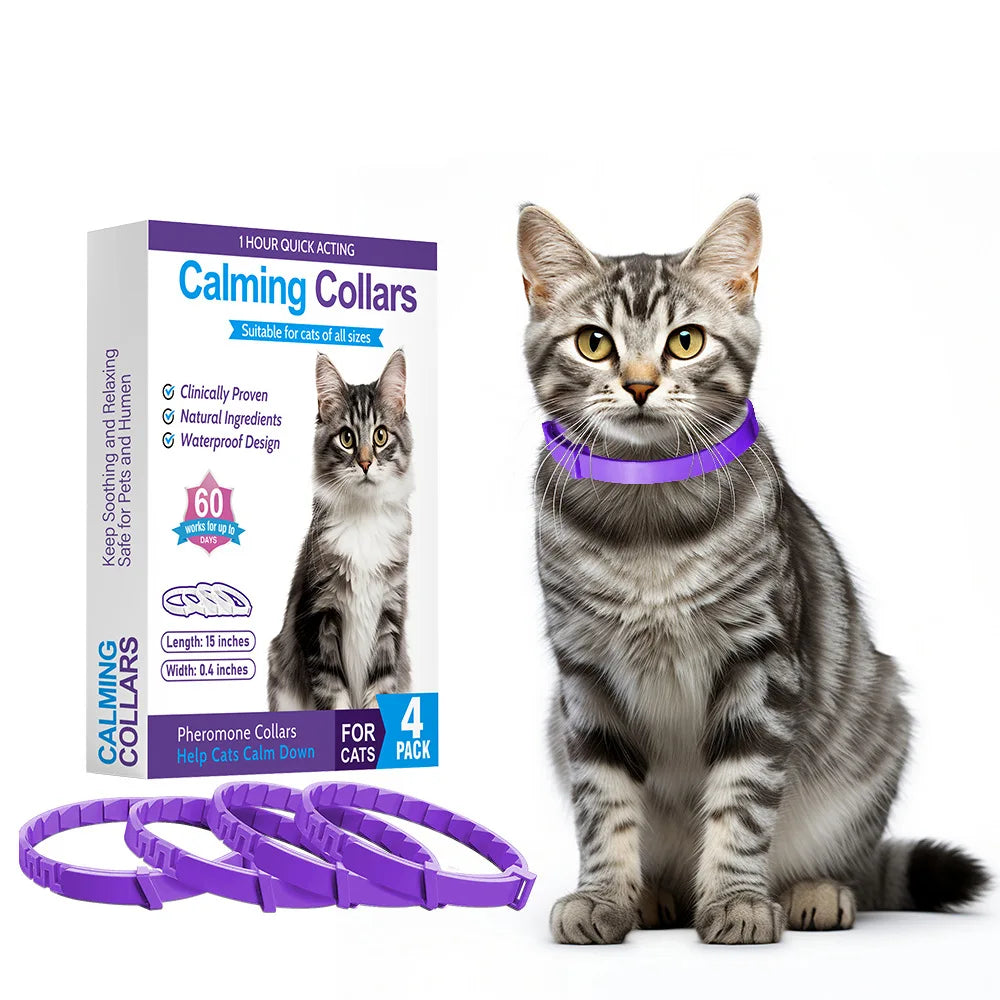 Cat Calming Collar 4Pcs Pheromone 60 Days Stress Relief