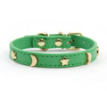 Soft Leather Cat Collar Star Moon Rivets Kitten Puppy XS-M