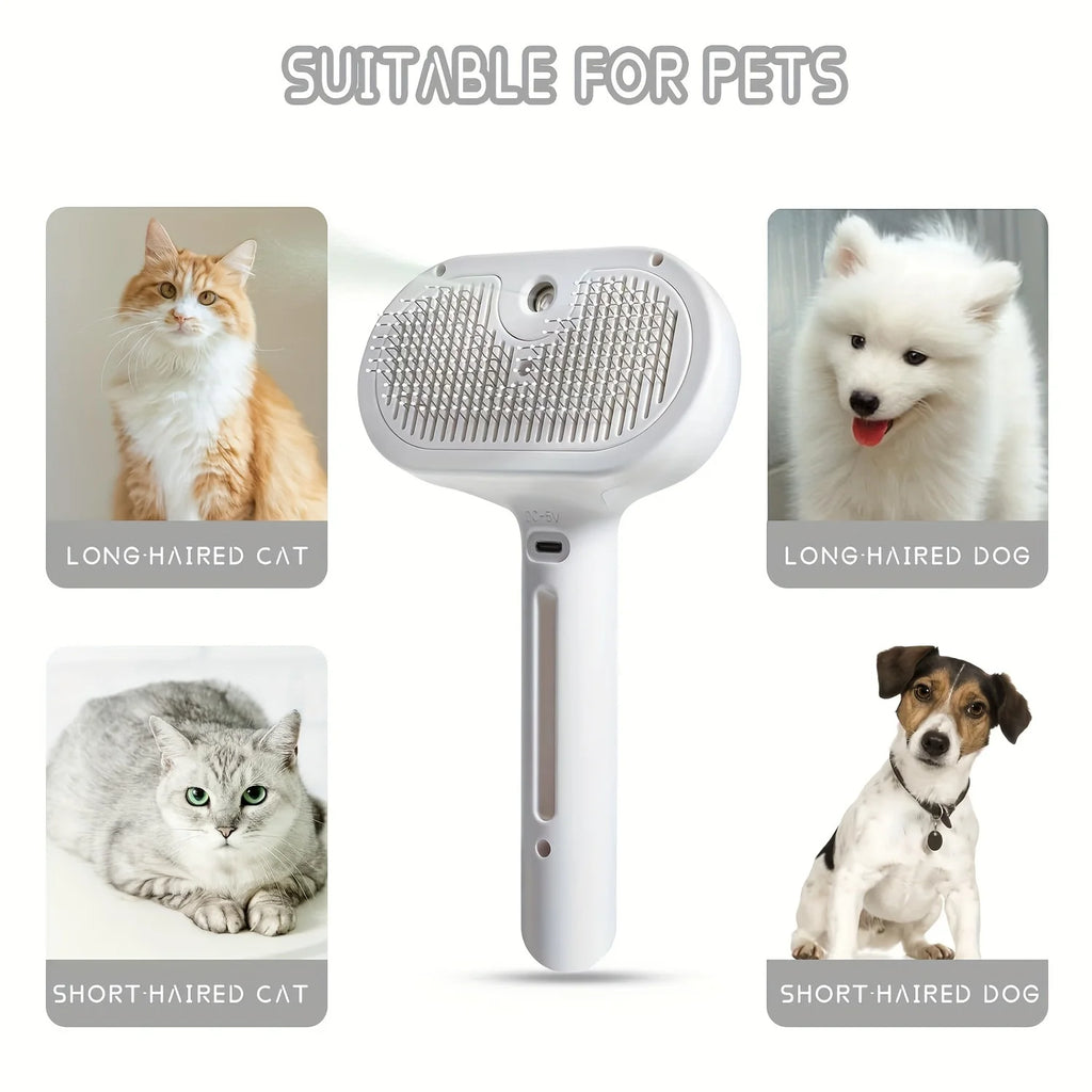 Hydrating Mist Pet Grooming Comb Hair Remover Brush Dogs Cats