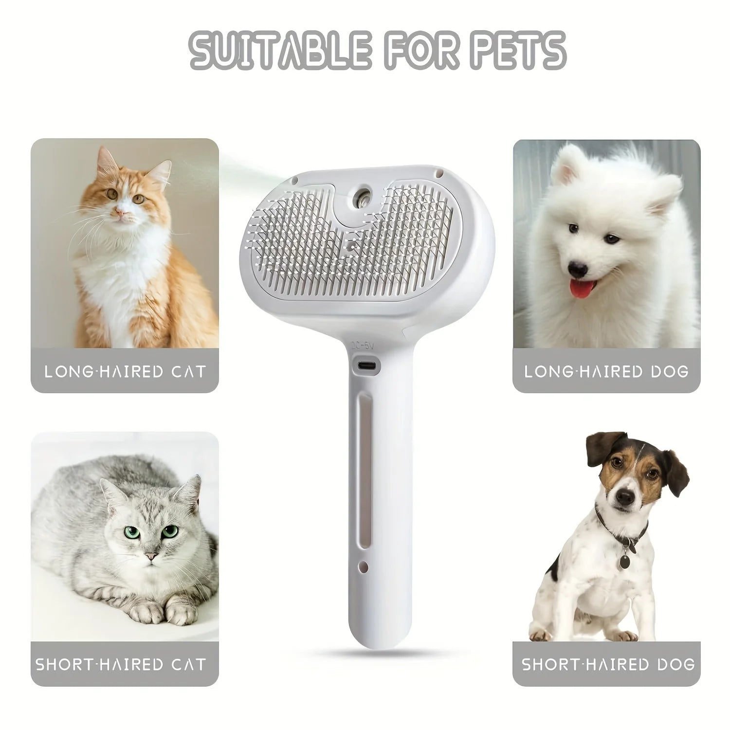 Hydrating Mist Pet Grooming Comb Hair Remover Brush Dogs Cats